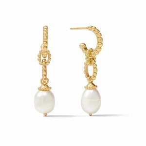 Brand New. $165 Julie Vos Marbella Midi Hoop & Charm 2 in1 Earring